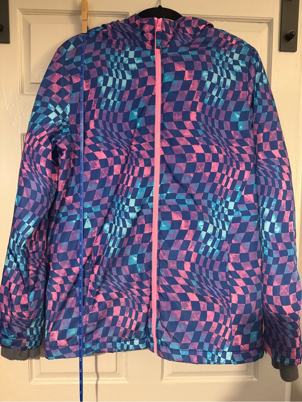 Girls Land’s End Blue, Pink & Purple Geometric Hooded Jacket